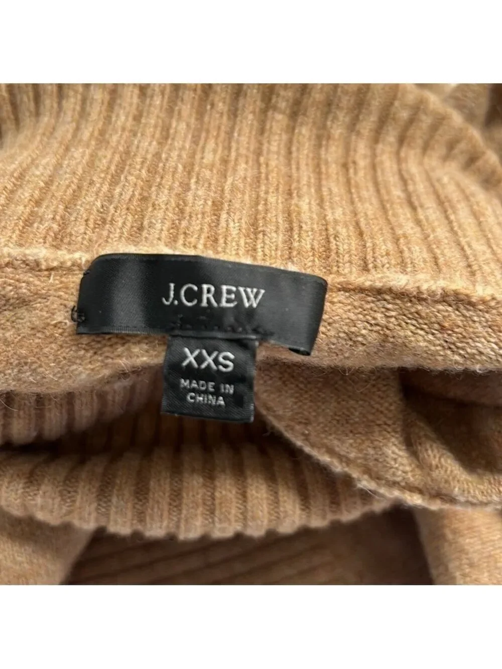 J. Crew Camel Tan Wool Blend Turtle Neck Soft Cropped Sweater Size XXS Oversized